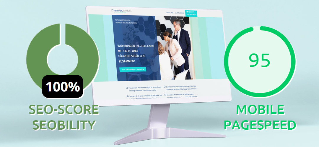 SEO-Optimierung und Website-Entwicklung für HRM Consulting GmbH von 4eck Media - Responsive Webdesign für hrmconsulting.net und personalberatung.de mit perfektem SEO-Score