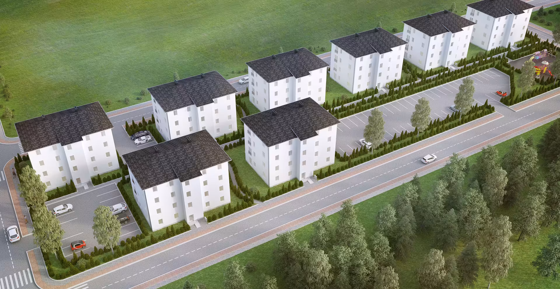 3D-Visualierung im Städtebau für neues Baugebiet