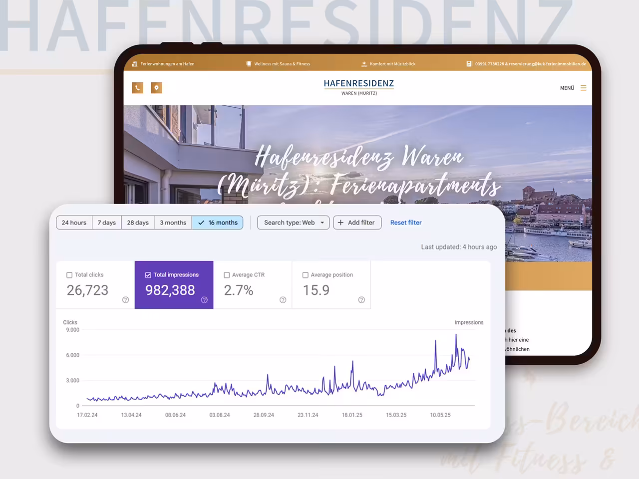 SEO Consulting Success: Harbour Residence Website with 982,388 Impressions through Multi-Site Strategy