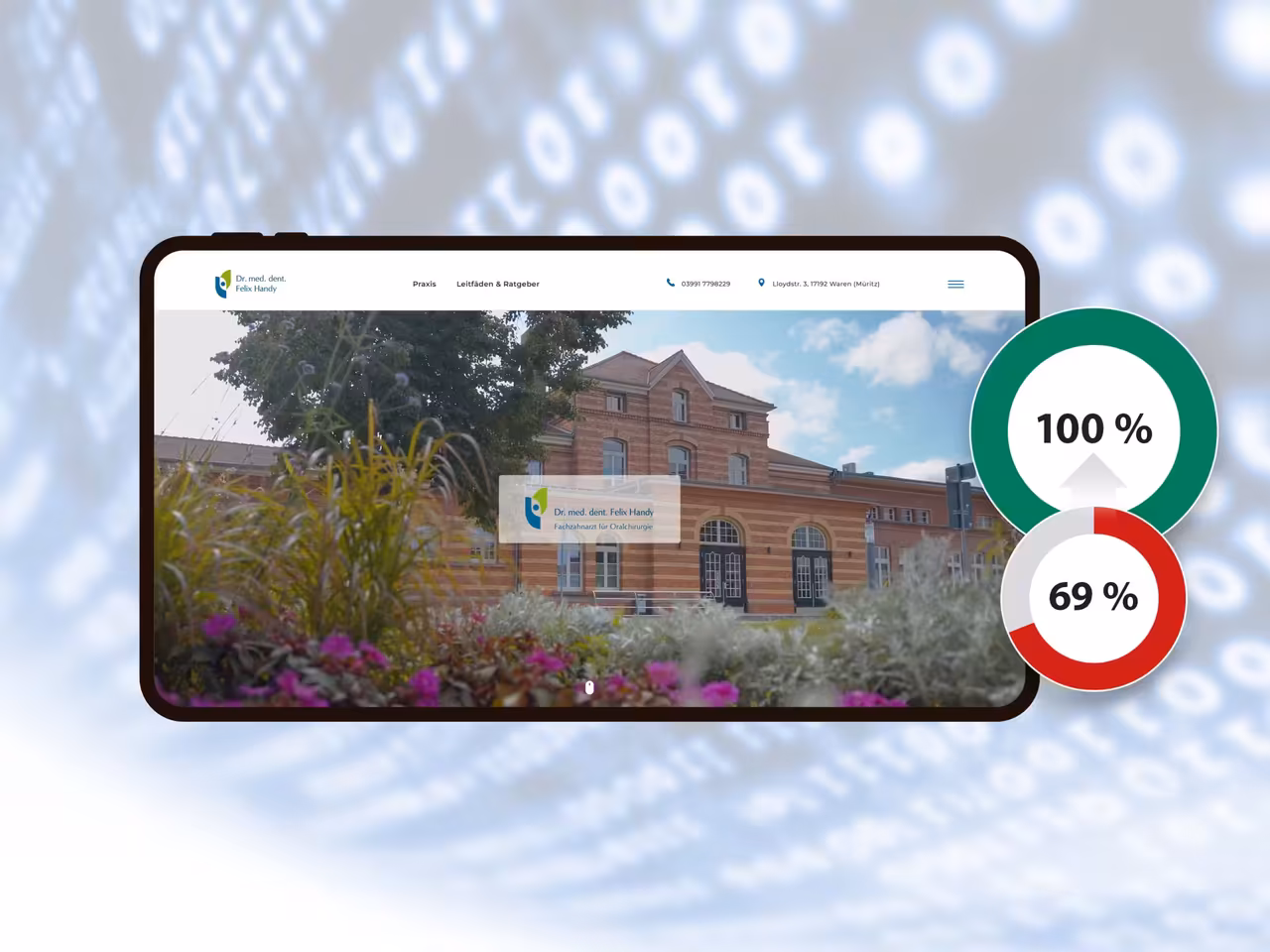 Die Barrierefreiheit der Webseiten von Oralchirurg Felix Handy wurde auf 100 % gebracht.