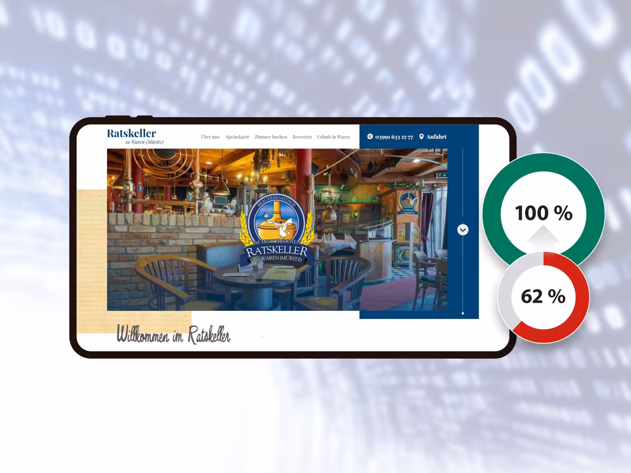 Die Barrierefreiheit der Webseiten des Restaurants und Hotels Ratskeller Waren wurde auf 100 % gebracht.