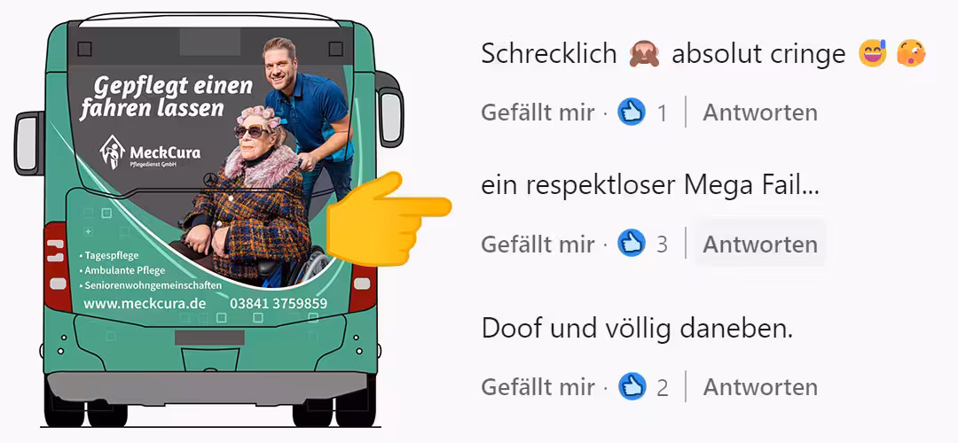 Buslayout zur Gepflegt-Kampagne von MeckCura