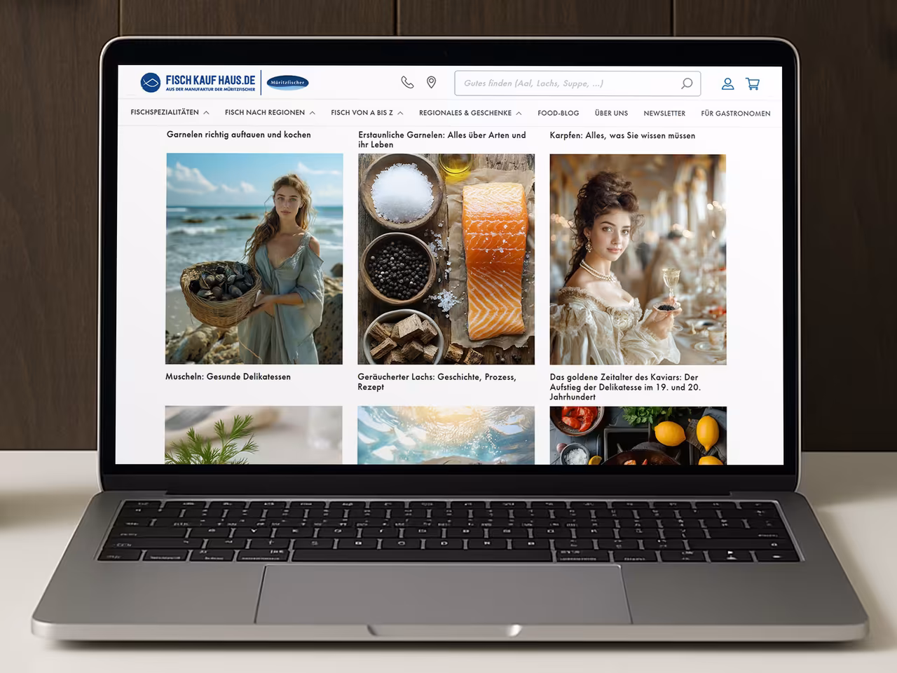 Content Management Erfolg für Fischkaufhaus: Blog mit über 200 strategischen Artikeln zu Meeresfrüchten, Fischzubereitung und Gastronomie für maximale Keyword-Abdeckung und lokales SEO