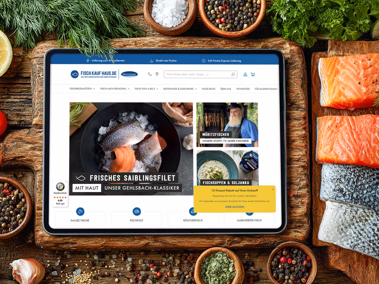 Fish Marketplace Online Shop with E-Commerce SEO Optimization and Regional Marketing for Seafood