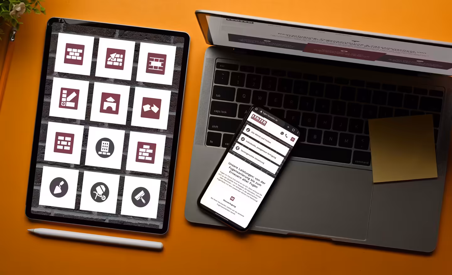 Icons for construction industry, joint company, mason