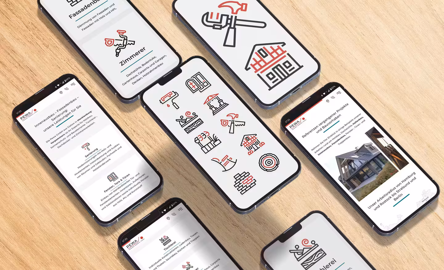 Icons for craftsmanship, carpentry, woodworking.