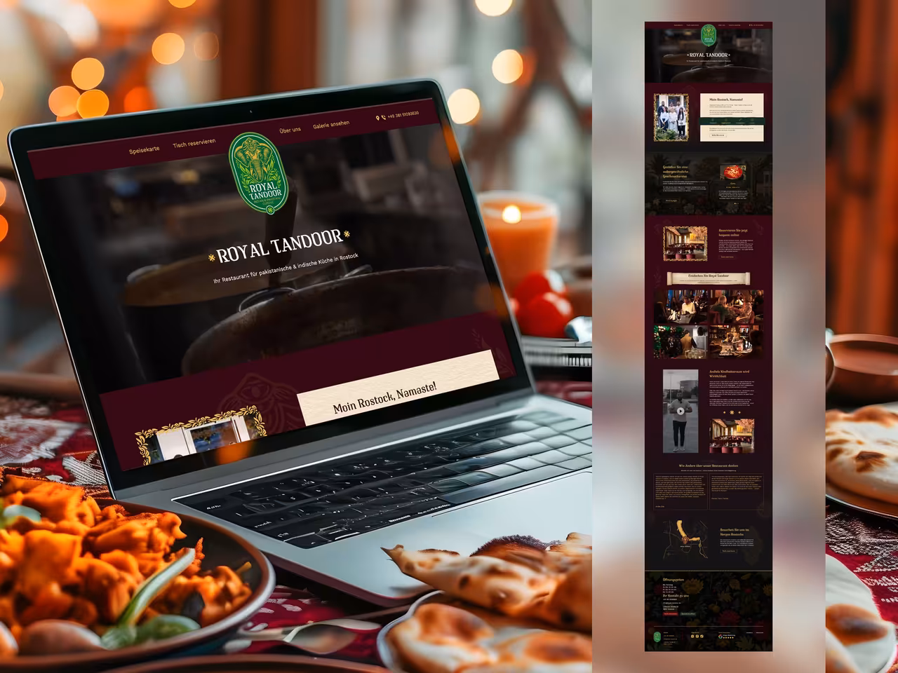 Landing Page Restaurant Royal Tandoor – conversion-optimized website for Indian and Pakistani cuisine with emotional storytelling and fine dining atmosphere.