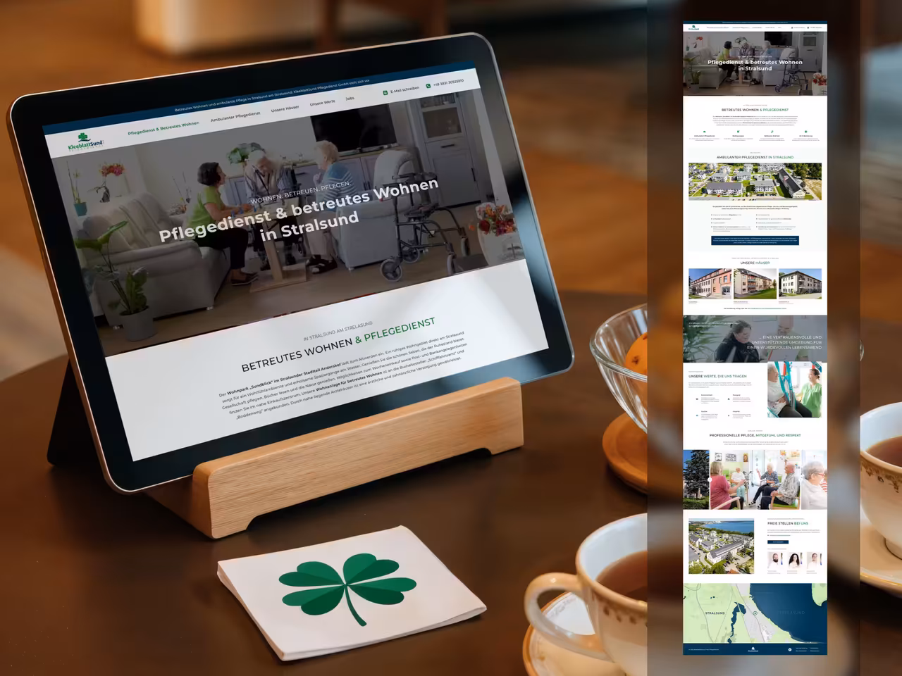 Example of a one-page website in the field of nursing services.