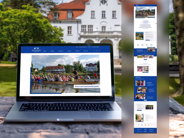 Referenzprojekt Schloss Torgelow Internatsschule &ndash; Moderne Website mit SEO- und GEO-Optimierung f&uuml;r KI-Sichtbarkeit, entwickelt von 4eck Media