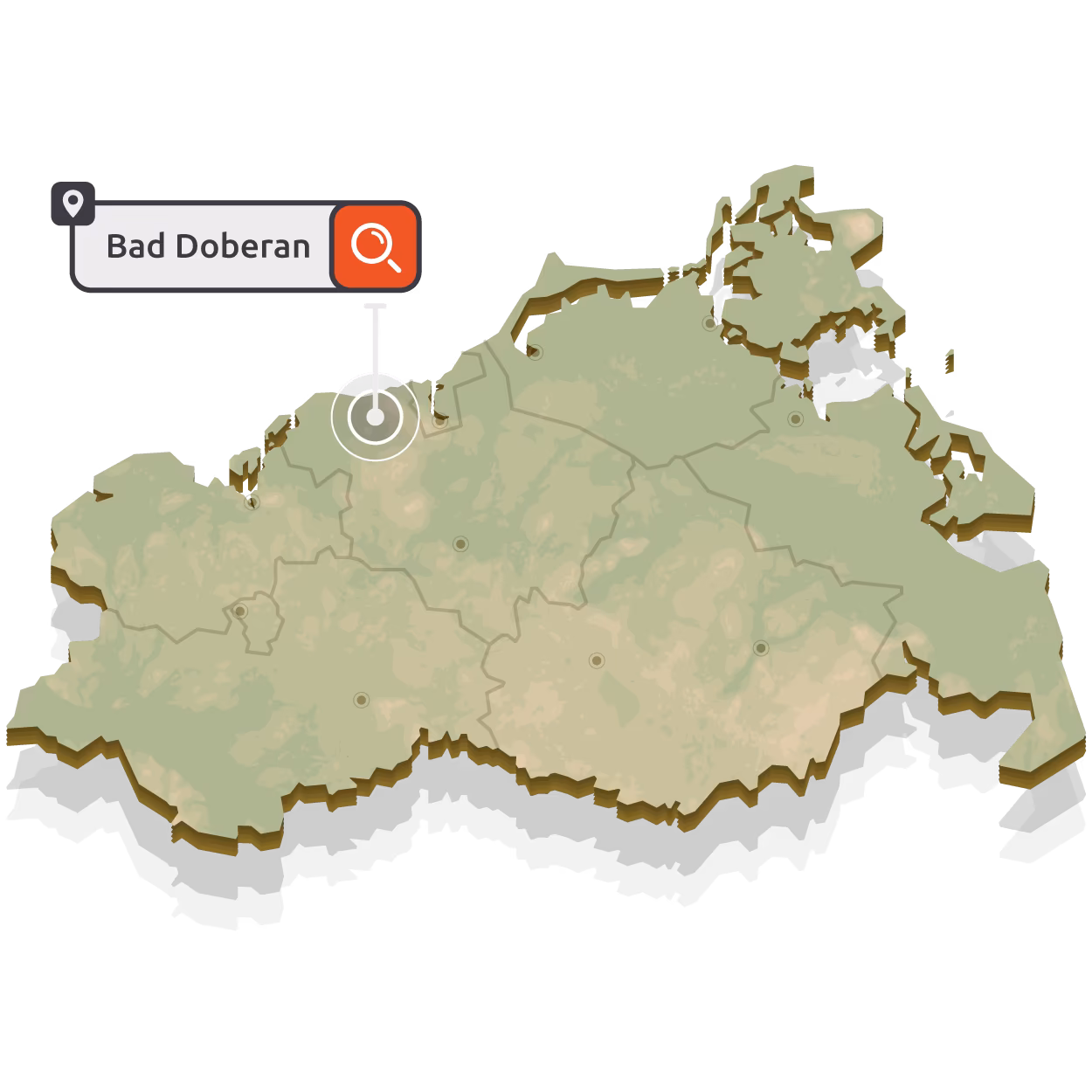 Karte von Mecklenburg-Vorpommern mit markiertem Bad Doberan für lokale SEO Agentur und Suchmaschinenoptimierung