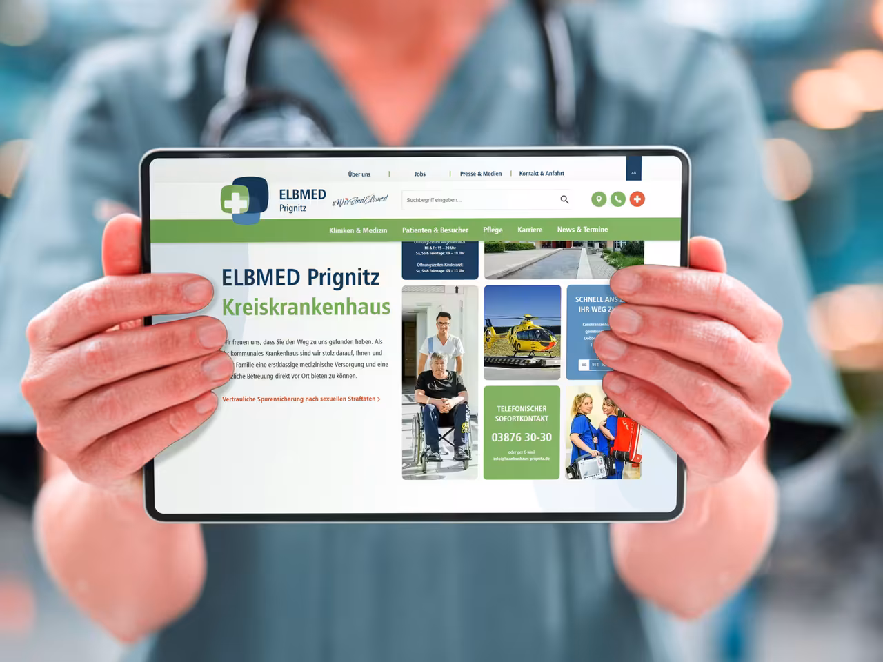 Medical SEO Mecklenburg-Vorpommern - ELBMED Prignitz Hospital website by 4eck Media for regional healthcare optimization.