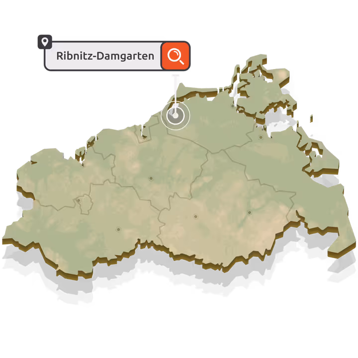 SEO Agentur Ribnitz-Damgarten - Karte von Mecklenburg-Vorpommern mit Standort-Markierung