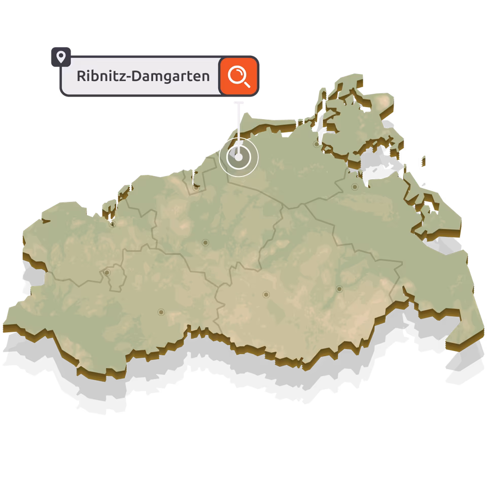 SEO Agentur Ribnitz-Damgarten - Karte von Mecklenburg-Vorpommern mit Standort-Markierung