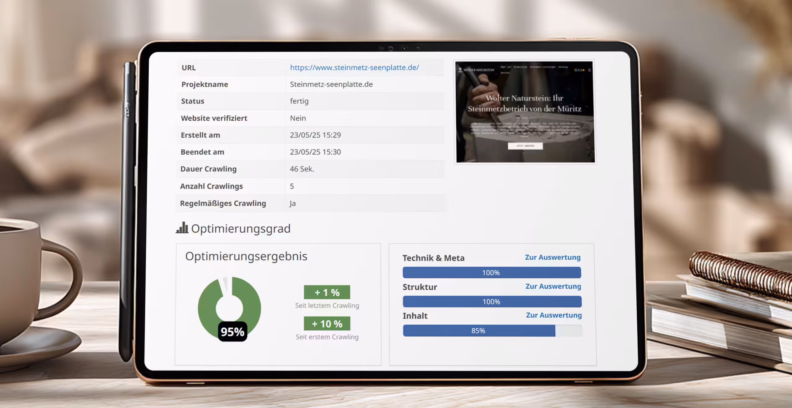 SEO Agentur Schwerin - Erfolgreiche SEO-Audit Ergebnisse mit 95% Optimierung bringen messbare Resultate durch 4eck Media