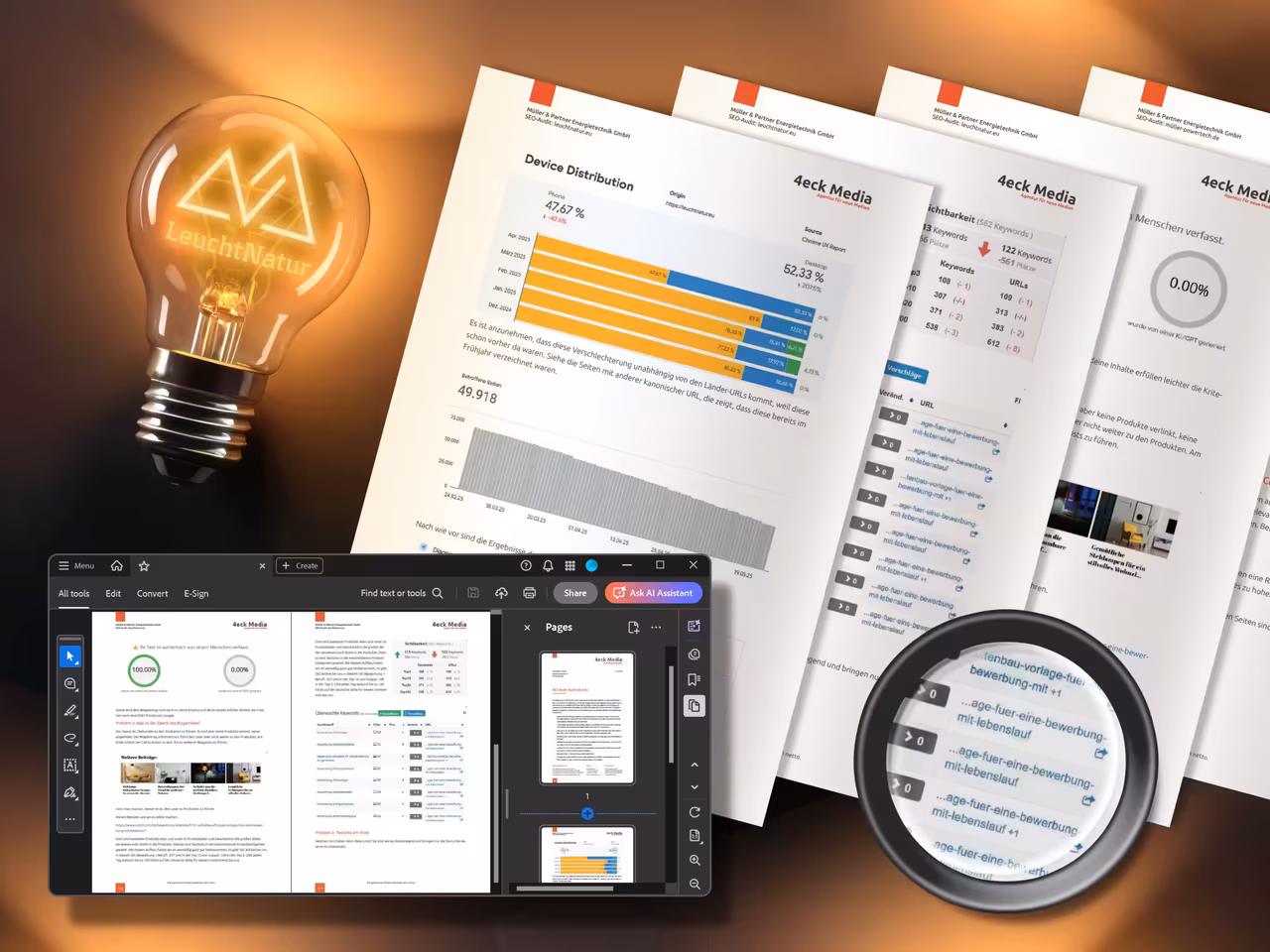 Bright Light Bulb with SEO Analytics - Creative Solutions for Better Google Rankings