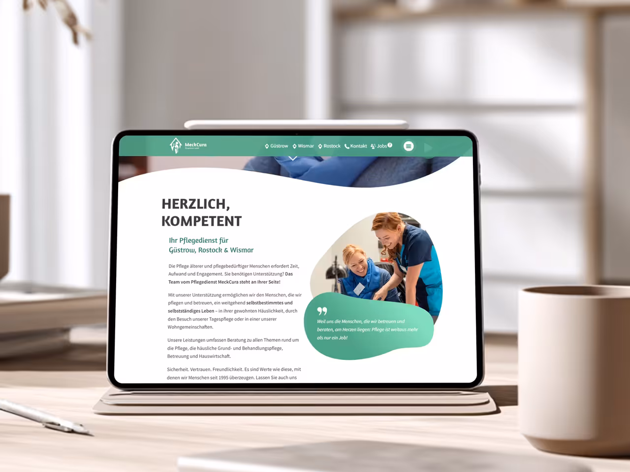 Nursing service website with SEO for MeckCura – regional optimization in Mecklenburg-Vorpommern