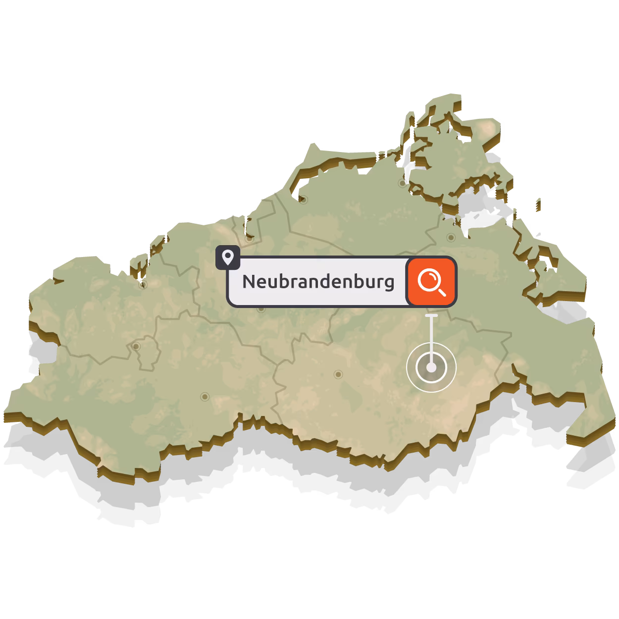 Suchmaschinenoptimierung Neubrandenburg - SEO Agentur Standort auf Karte von Mecklenburg-Vorpommern