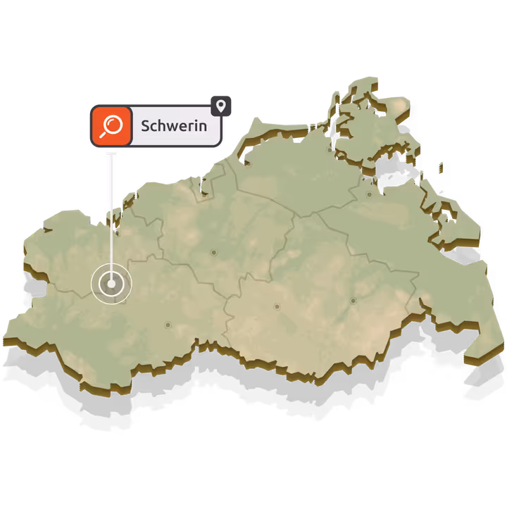 Suchmaschinenoptimierung Schwerin - SEO Agentur Karte von Mecklenburg-Vorpommern mit Standort-Markierung