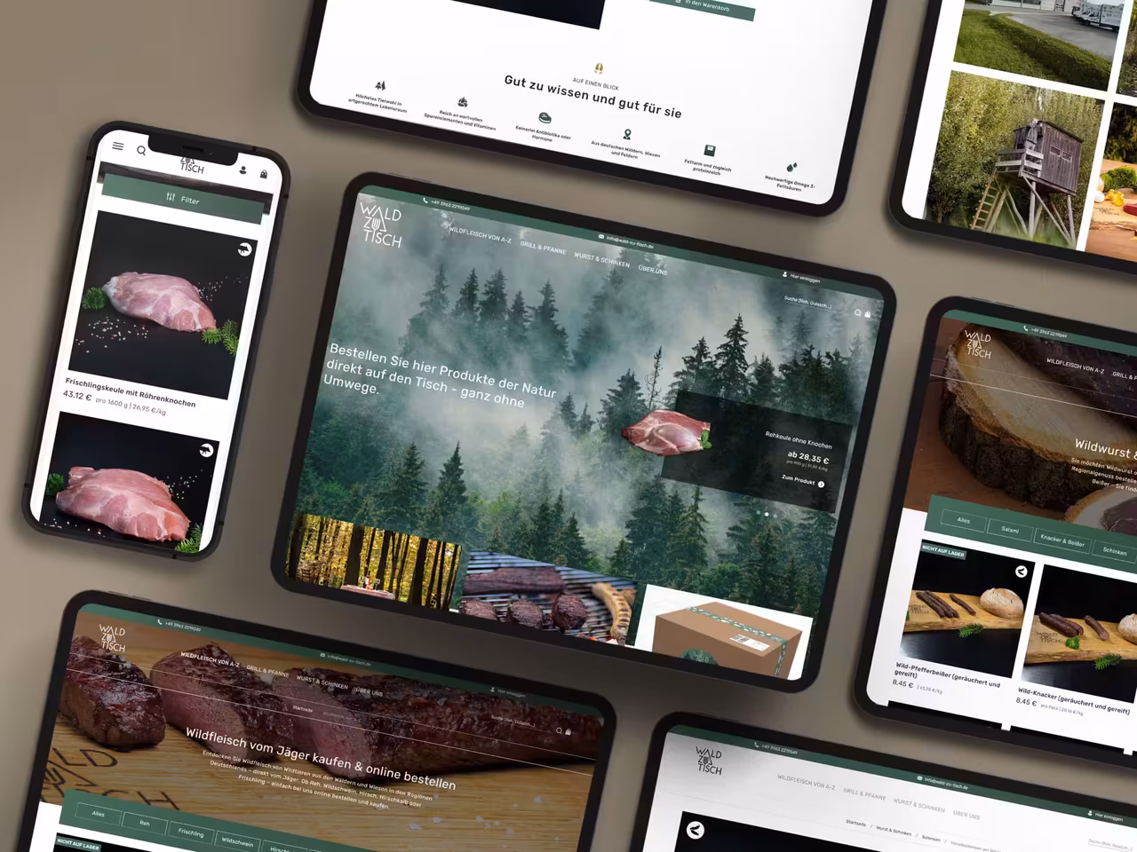 UI UX Design Portfolio - Multi-Device Presentation for Wild & Table Online Shop with Consistent User Navigation