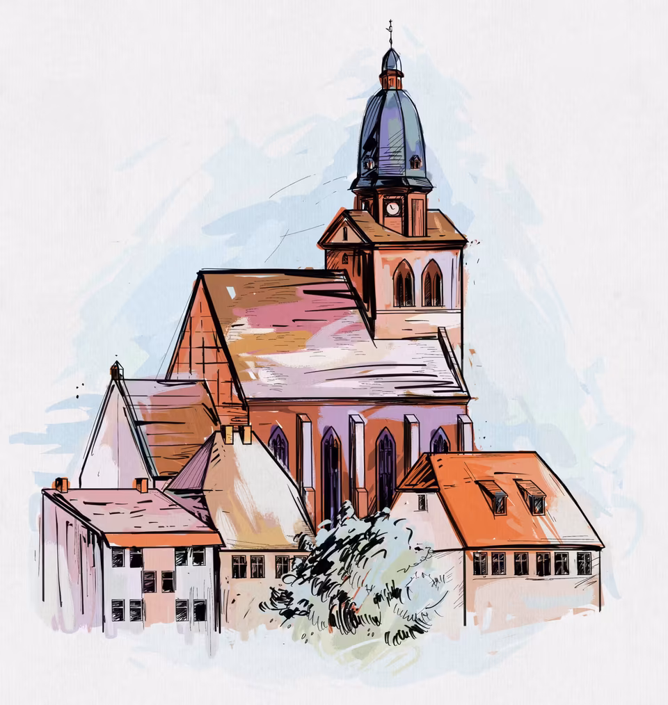 Painting der Kirche in Waren (M&uuml;ritz)