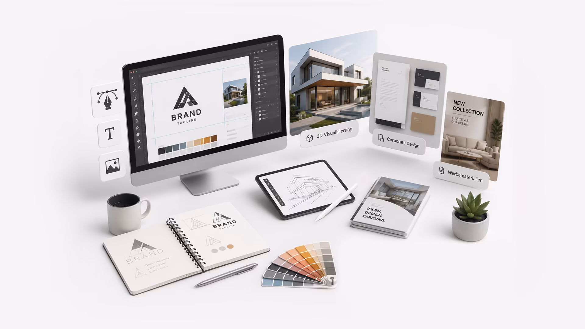 Visualisierung zu Kosten von Grafikdesign, Corporate Design, Webdesign und 3D-Visualisierung