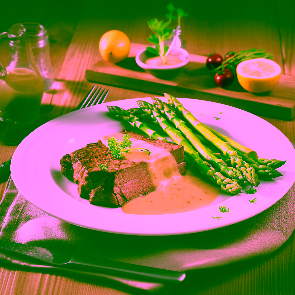 AI-generated image: Venison fillet with asparagus