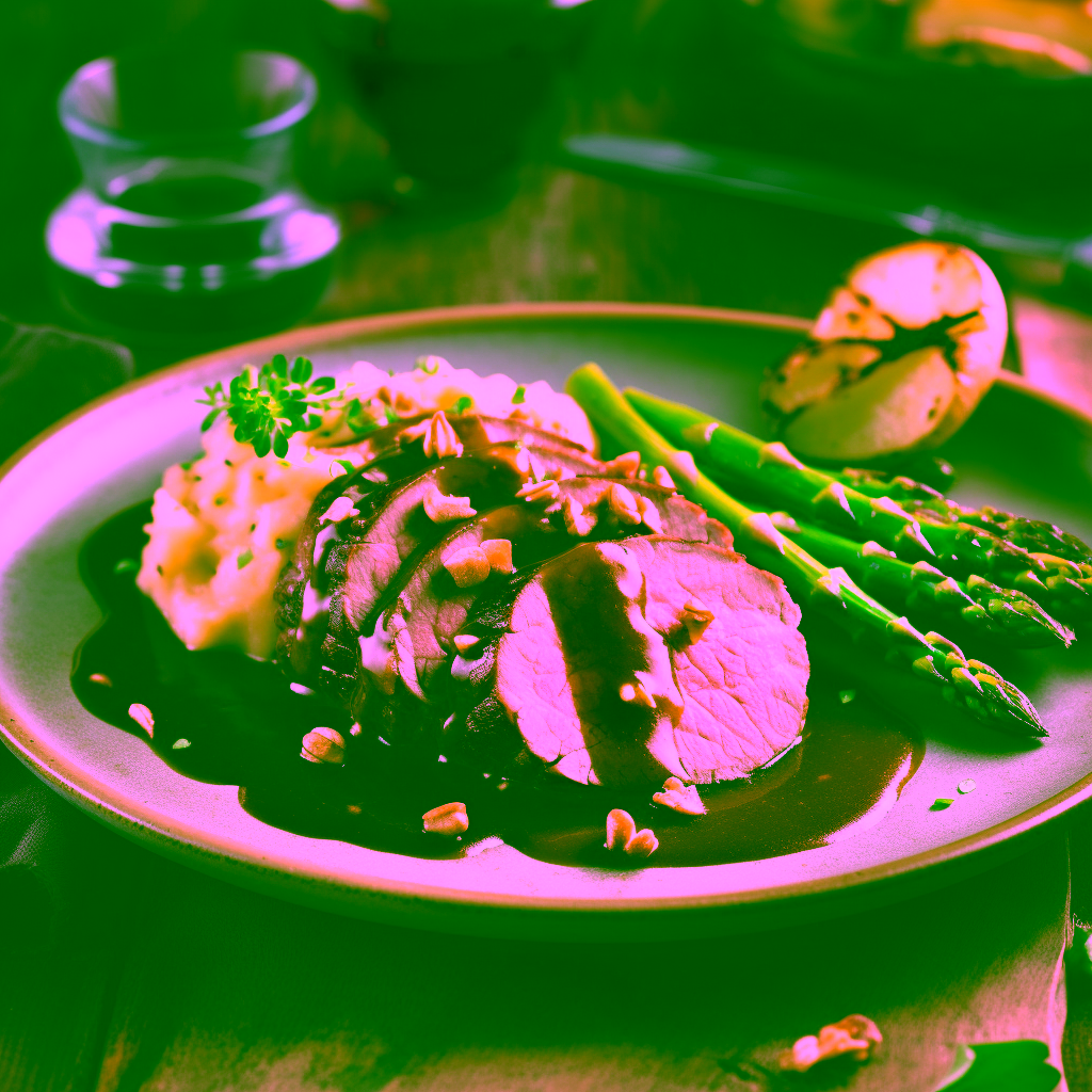AI-generated image: Venison fillet with asparagus