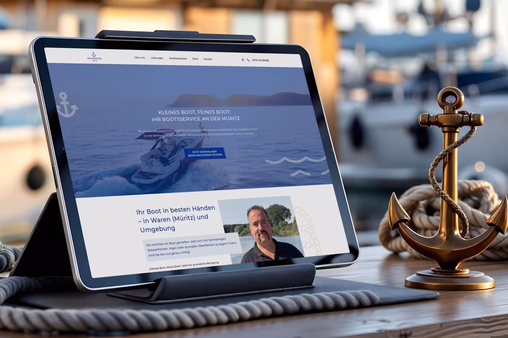 OnePager-Webdesign for Boat Service Müritz