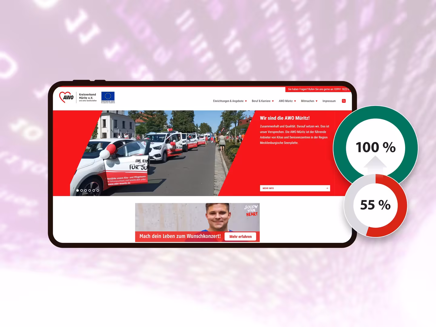 The accessibility of the websites of AWO Müritz has been brought to 100%.