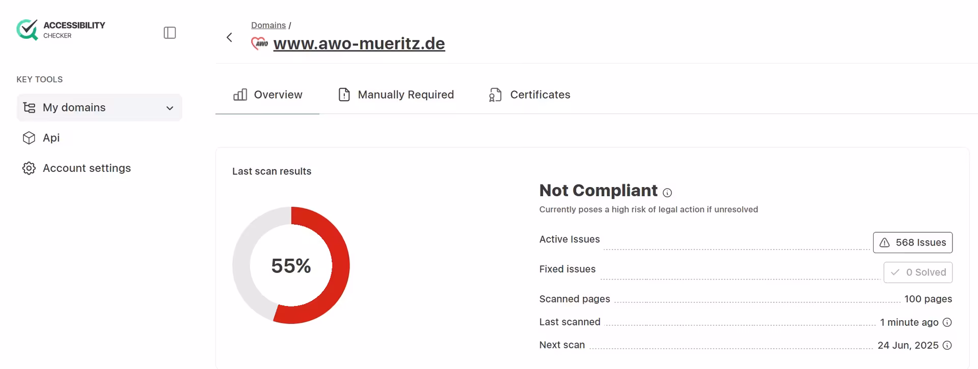 Accessibility: Evaluation of the Full Scan and Issues