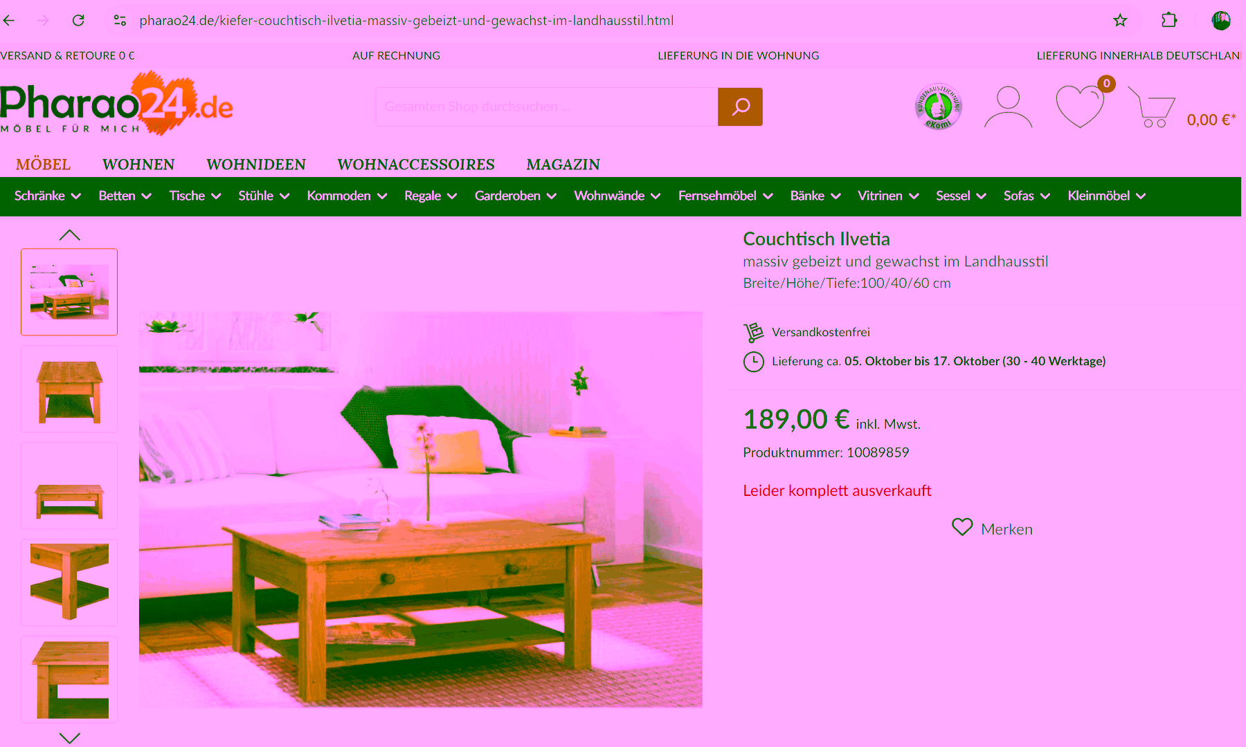 Produktseite im M&ouml;belshop