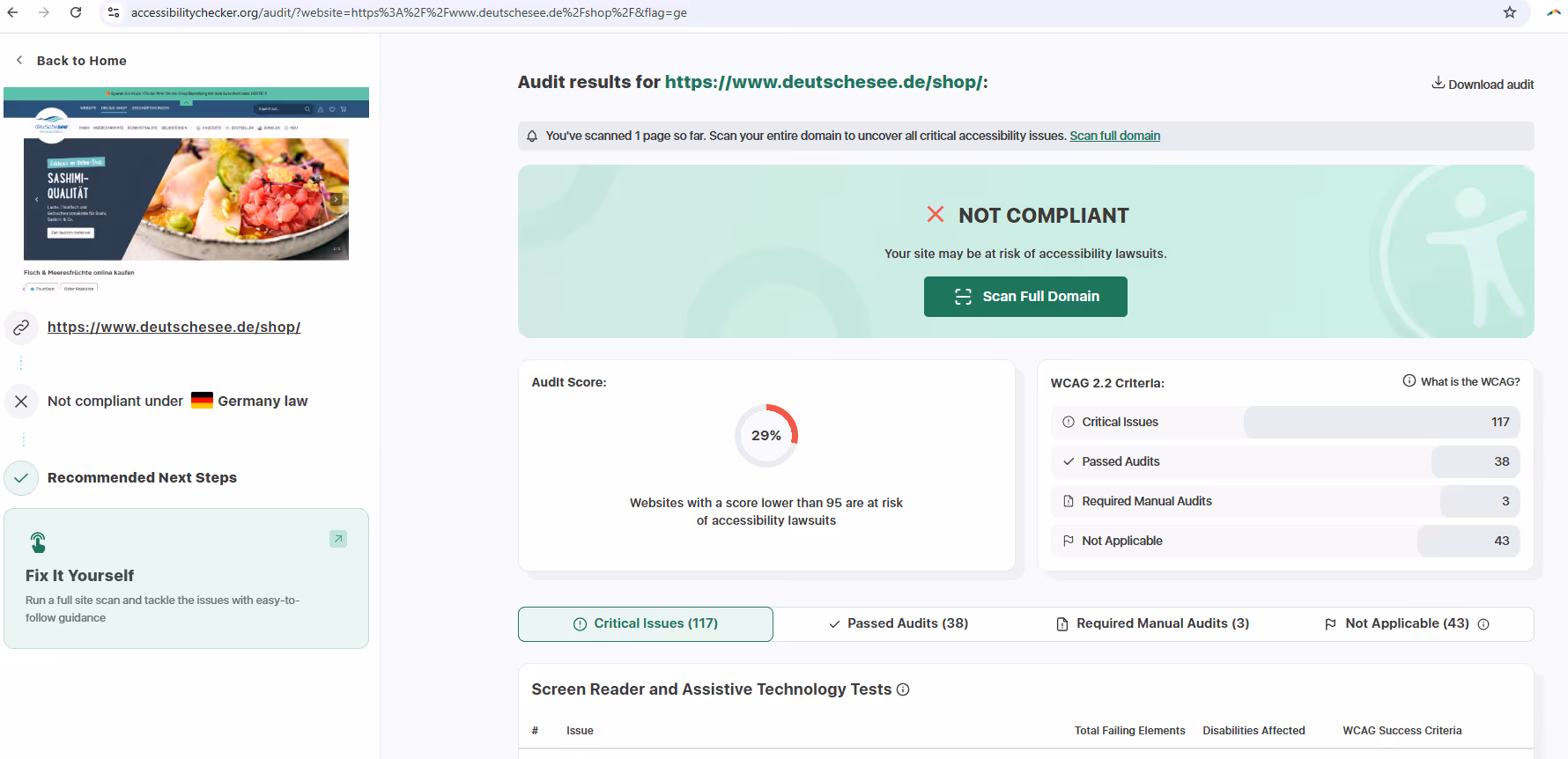 Accesstest: not-compliant