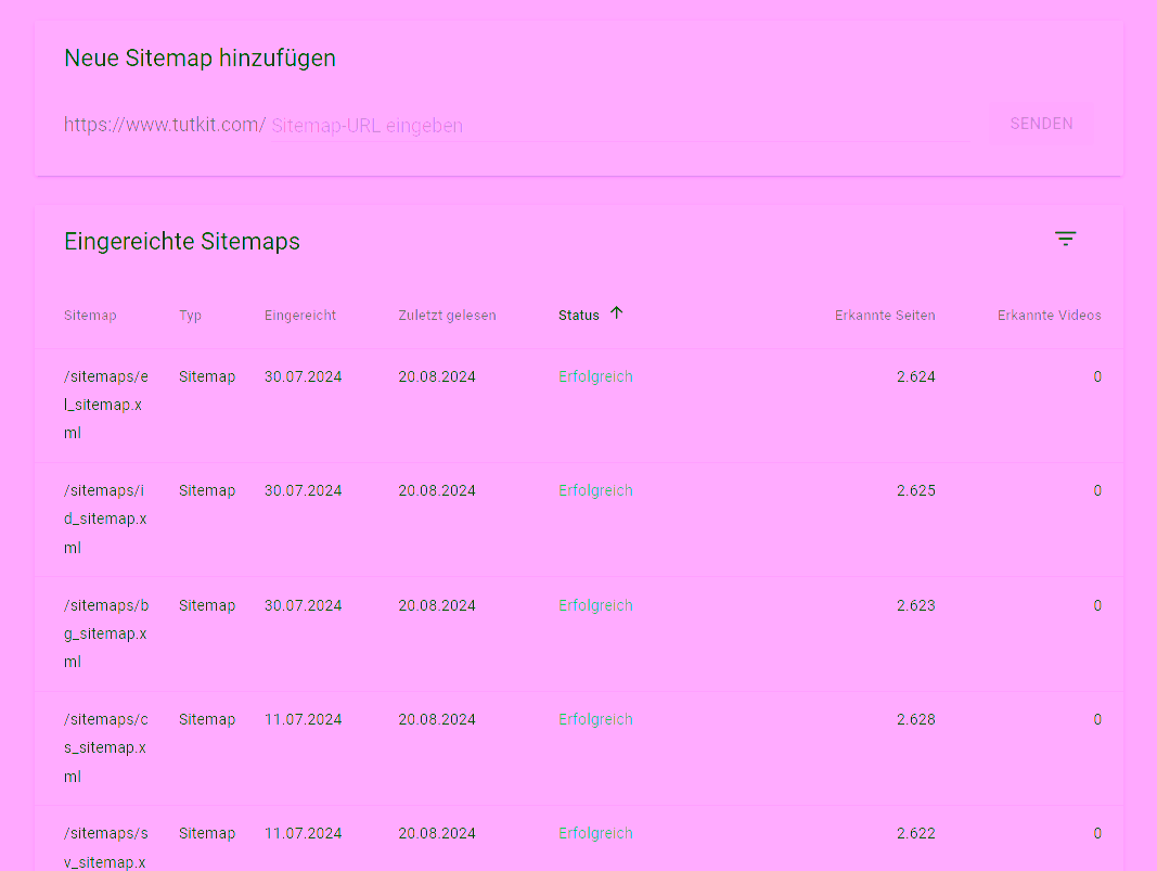 Sitemap Search Console