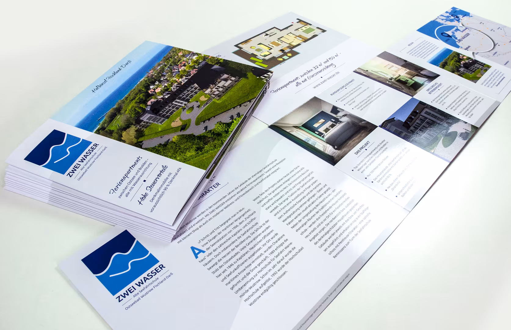 Immoblien-Marketing: Kreuzfolder für Zwei Wasser
