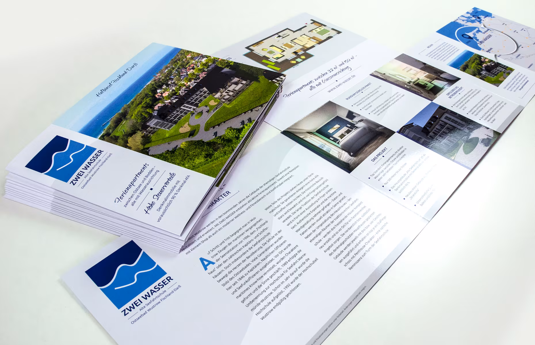 Real Estate Marketing: Cross Folder for Two Waters