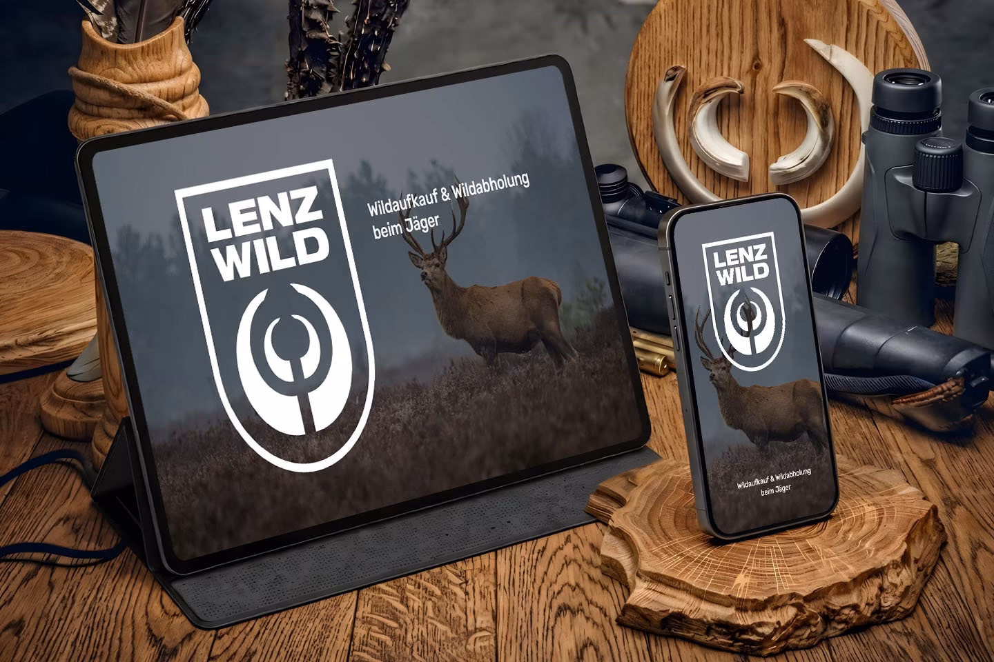 Onepager der Lenz Wild GmbH auf Tablet und Smartphone mit Hero-Bereich Wildaufkauf und Wildabholung beim J&auml;ger
