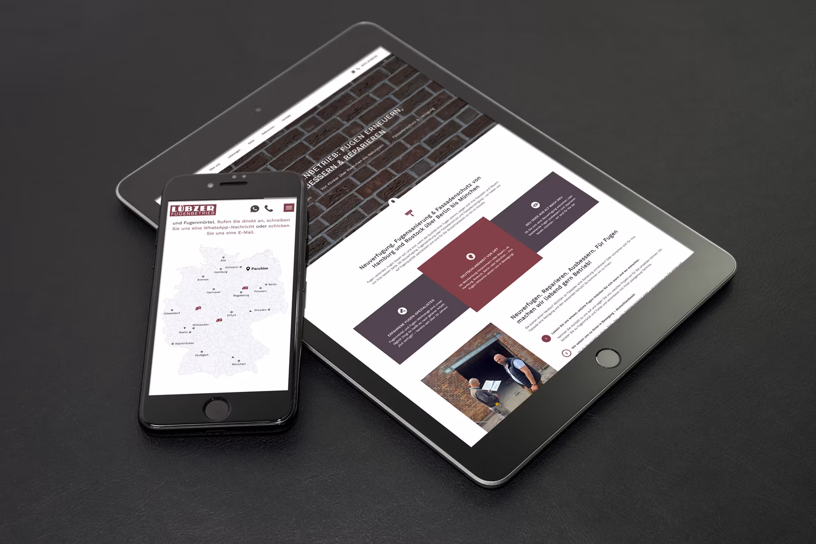 Onepager-Website f&uuml;r Maurer, Handwerker