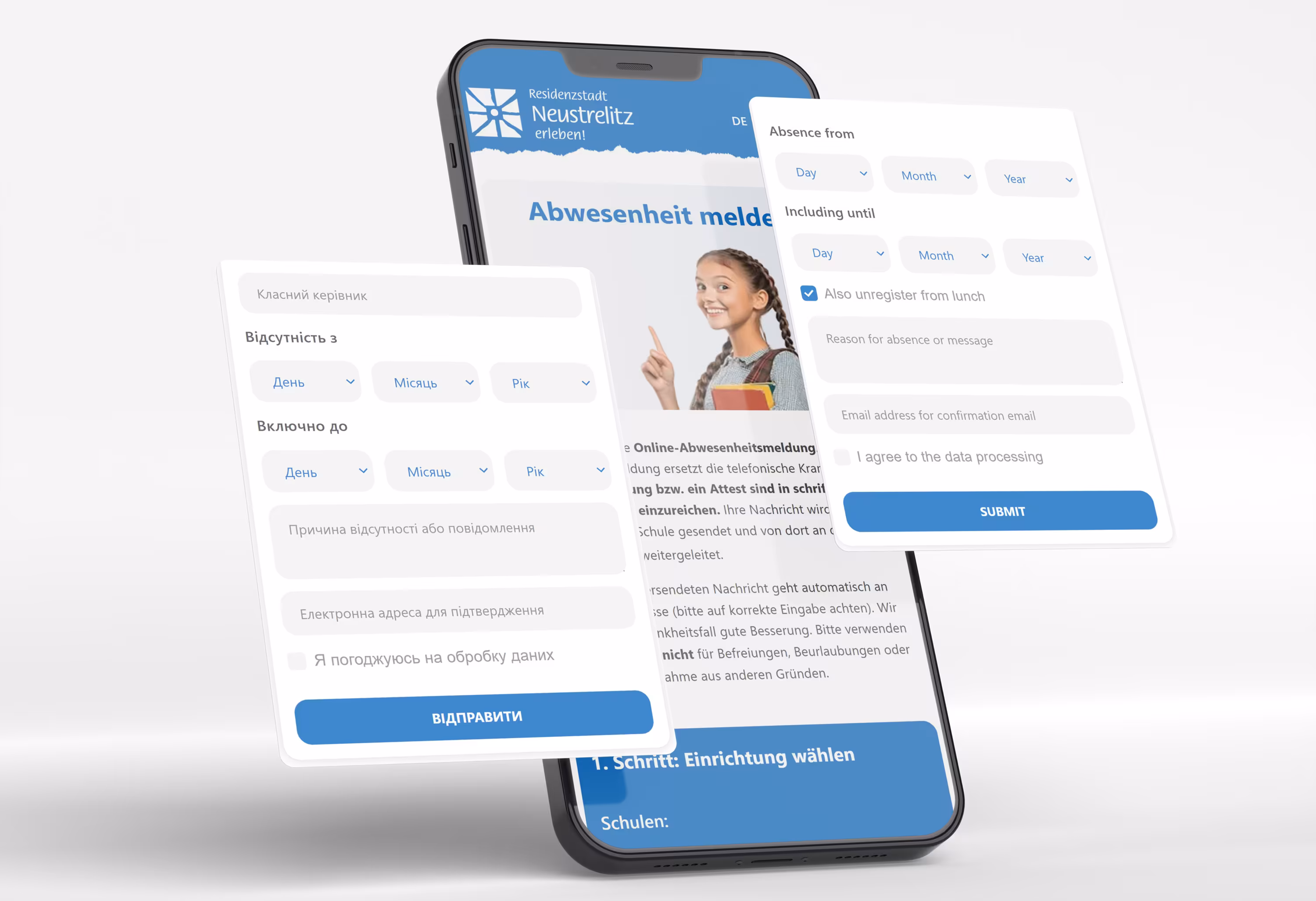 Online sick notification: multilingual website for schools and daycare centers