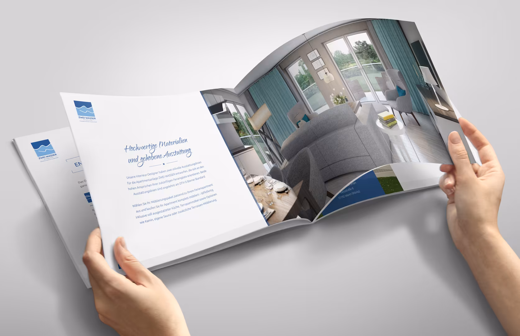 Immoblien-Marketing: Broschüre/Exposé für Zwei Wasser