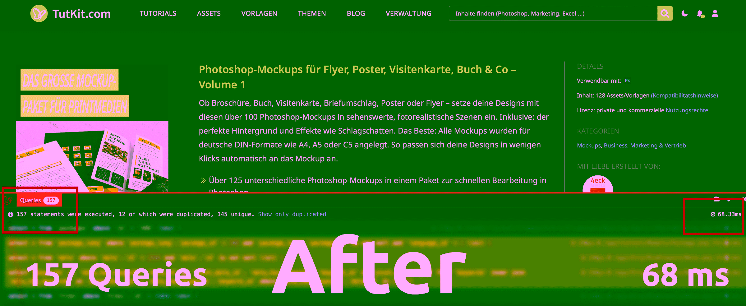 Database optimization and reduction of database queries - the result