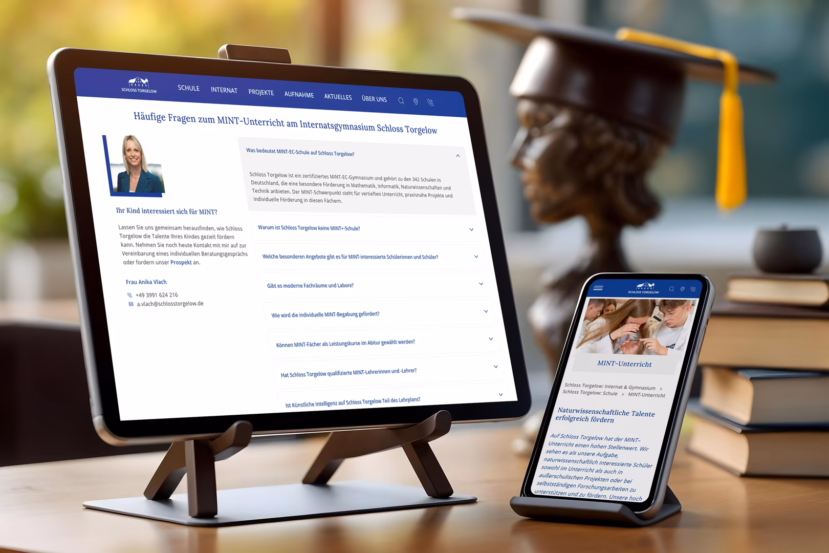 FAQ-Sektion in Schule-Website