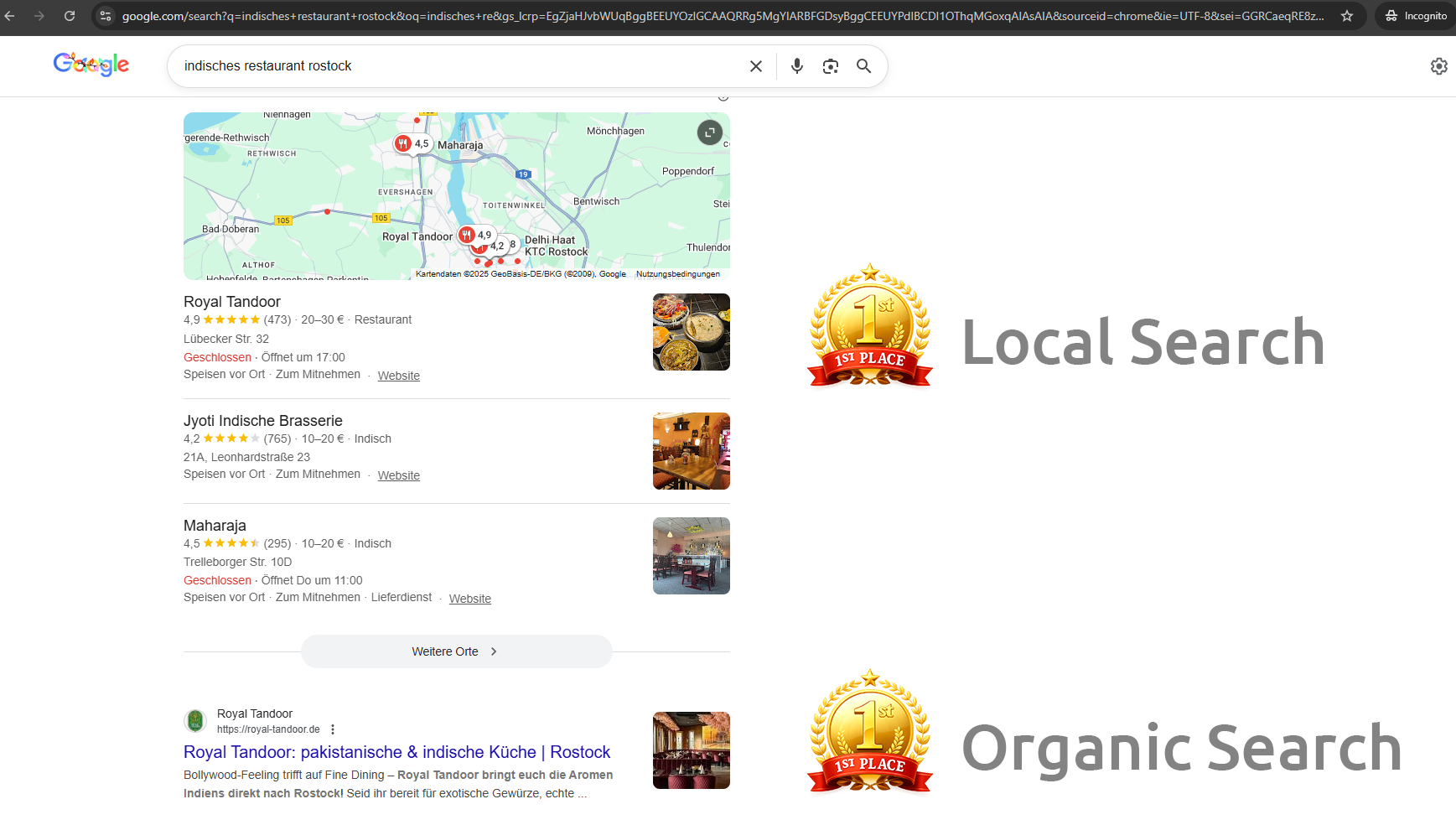 Platz 1 bei Google acht Wochen nach dem Launch