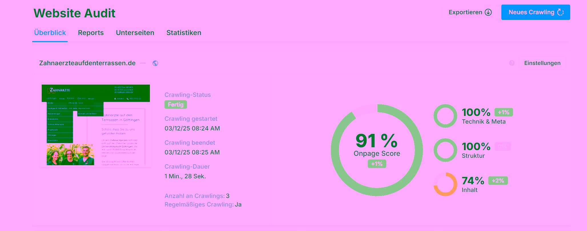 OnPage-Qualität bei 91 von 100