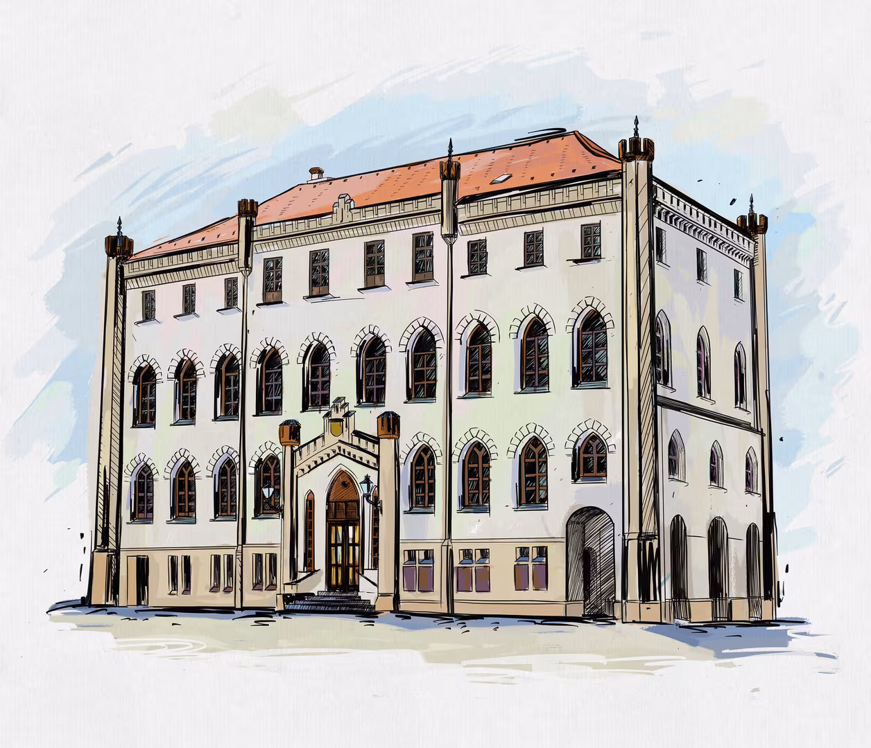 Painting des Ratshauses von Waren (Müritz)