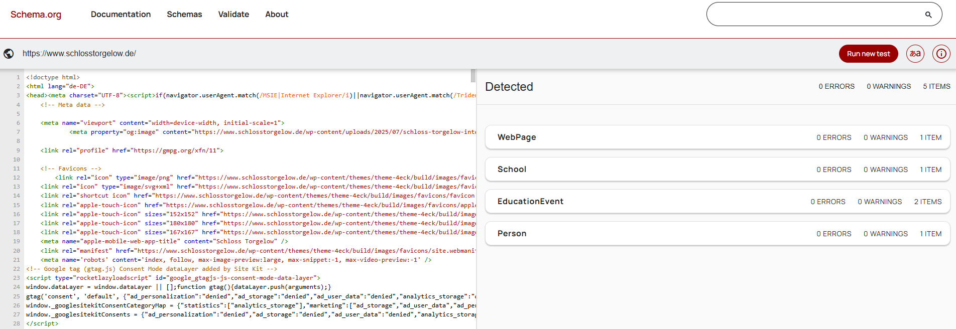 Strukturierte Daten für Schloss Torgelow