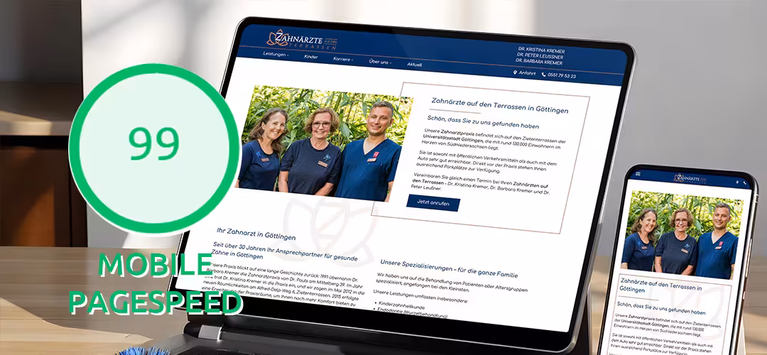 Moderne Website für „Zahnärzte auf den Terrassen“ in Göttingen