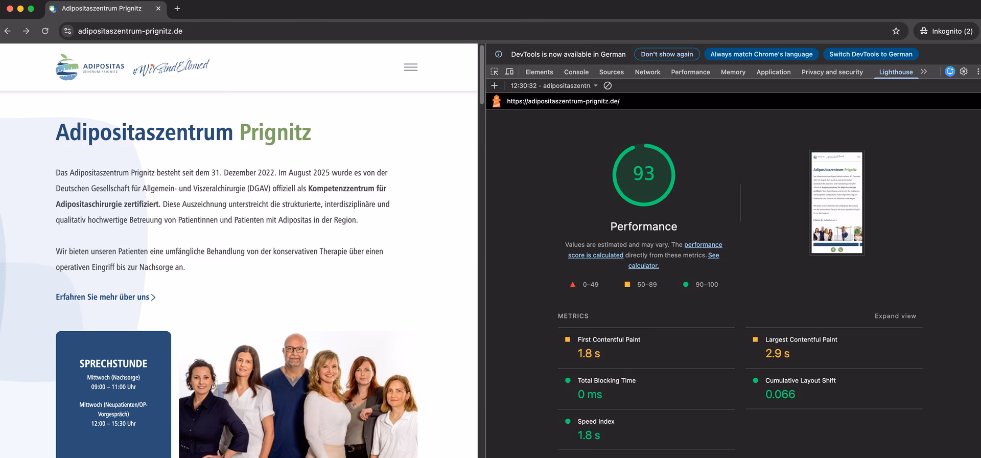 Performance nach Lighthouse