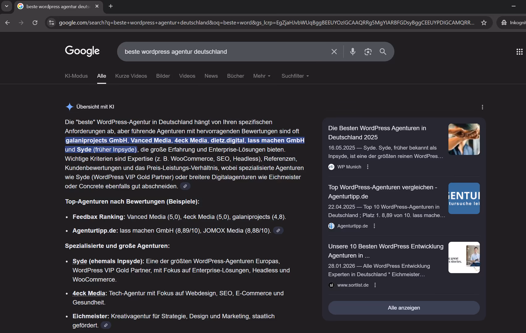 Beste WordPress-Agentur in Deutschland: 4eck Media ist dabei