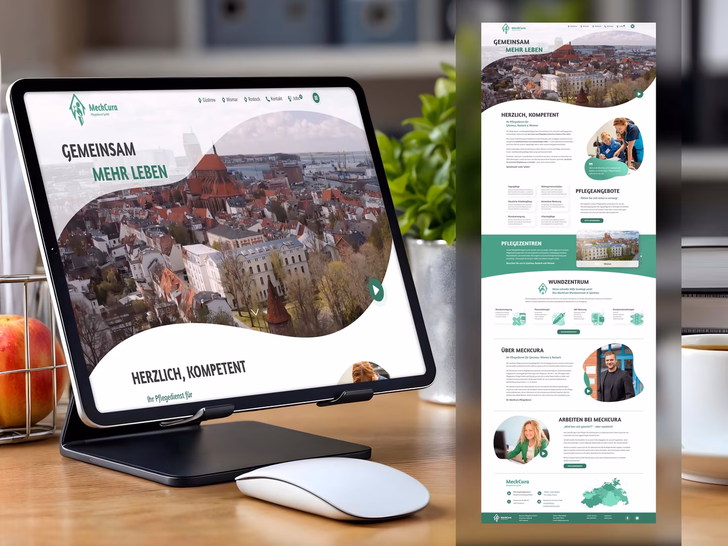Referenz Projekt MeckCura: Pflege Website mit lokaler Sichtbarkeit und optimierter Nutzerf&uuml;hrung f&uuml;r Anfragen