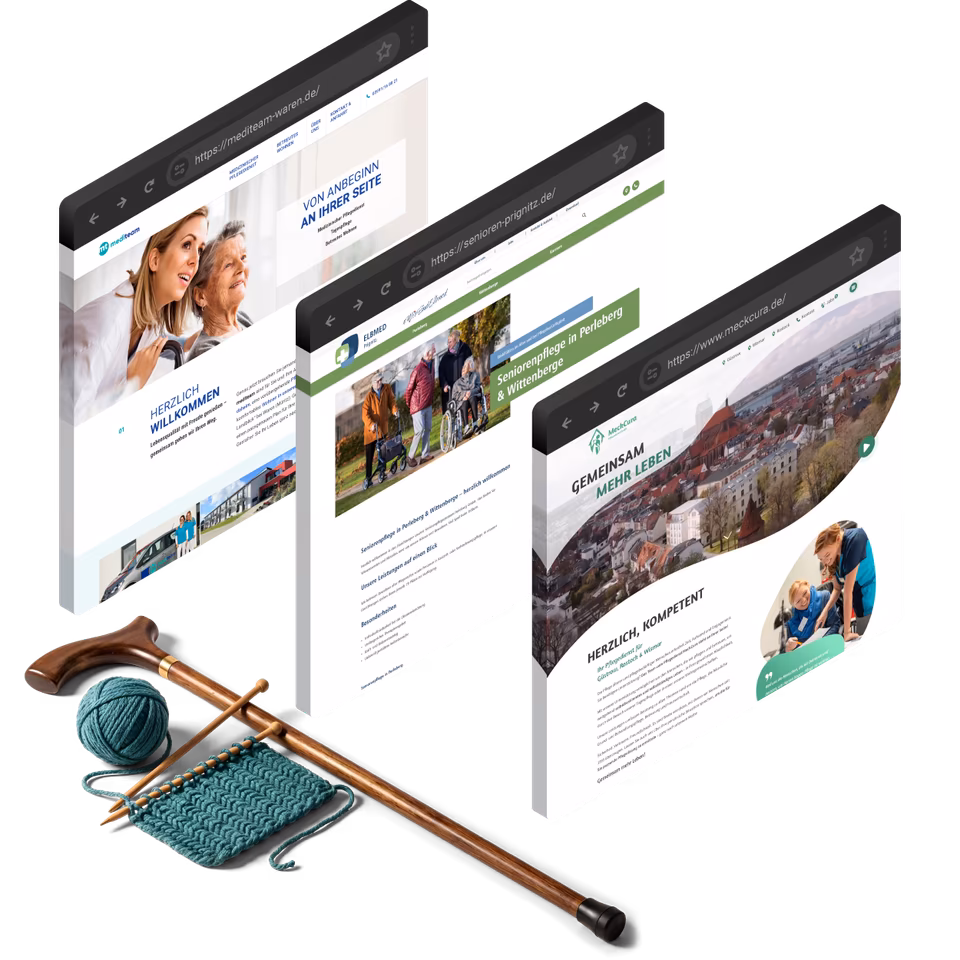 Webdesign und SEO Projekte für Pflegedienste und Seniorenresidenzen – Referenzen von 4eck Media